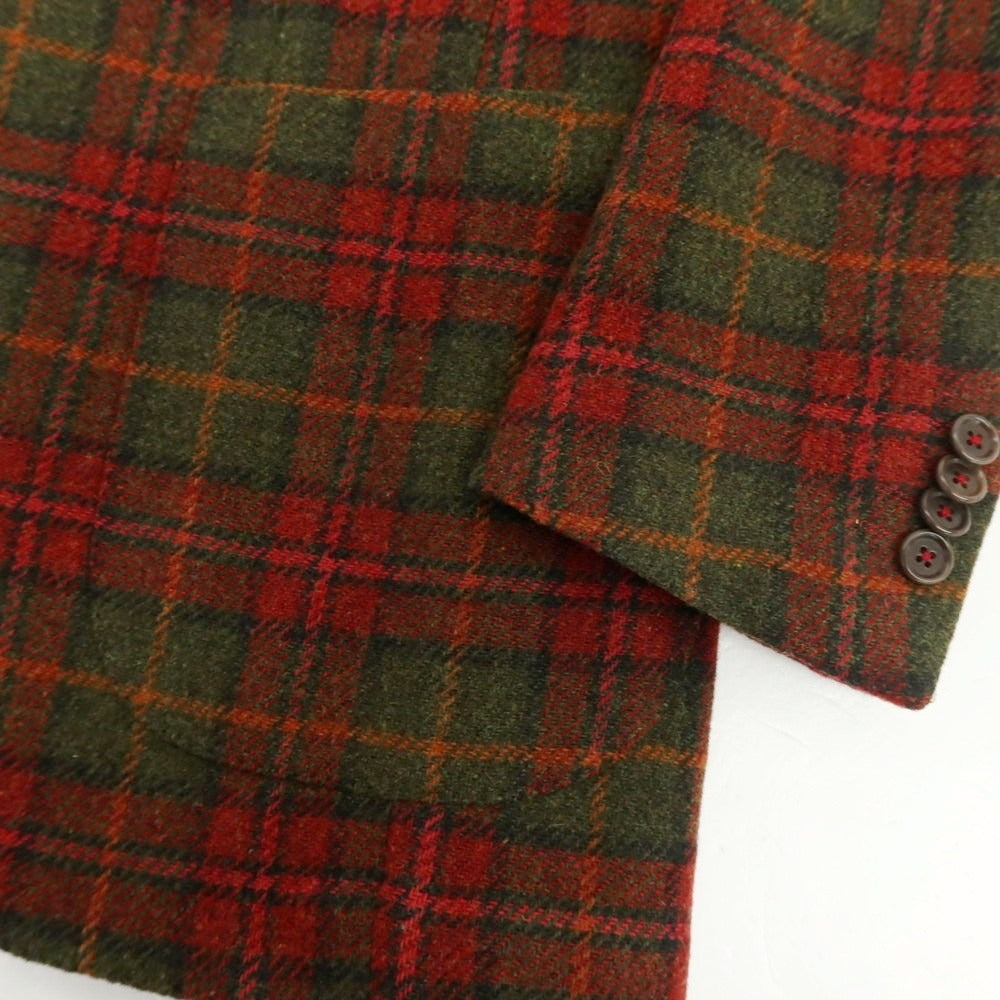 【中古】デペトリロ DE PETRILLO ツイードウール チェック カジュアルジャケット レッドxオリーブ【サイズ48】【 状態ランクB 】【 メンズ 】