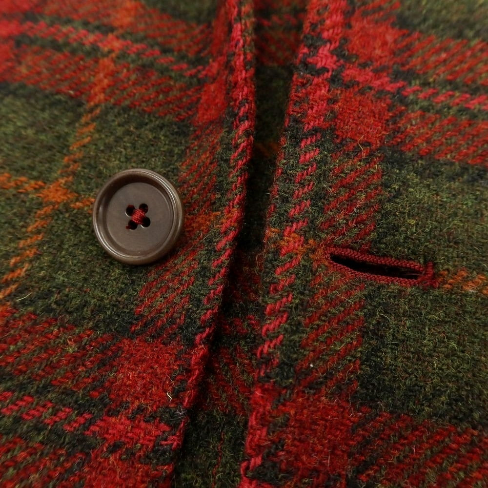 【中古】デペトリロ DE PETRILLO ツイードウール チェック カジュアルジャケット レッドxオリーブ【サイズ48】【 状態ランクB 】【 メンズ 】