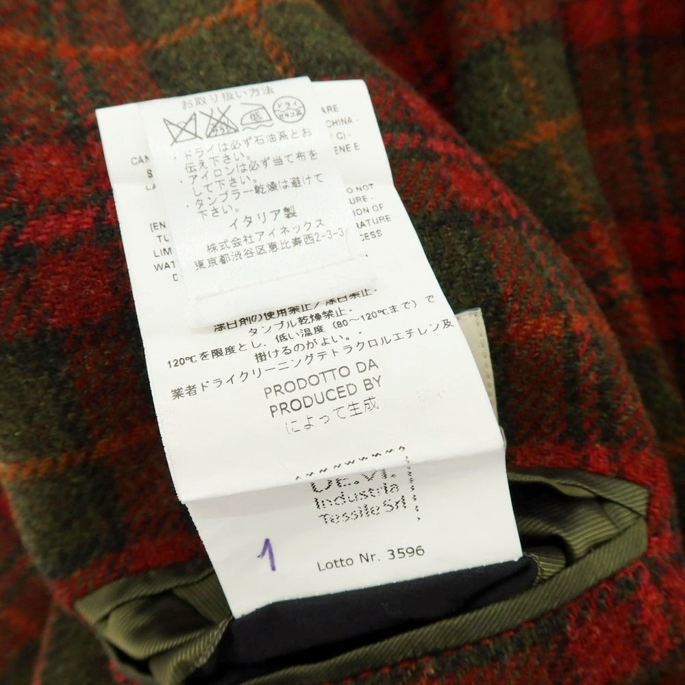 【中古】デペトリロ DE PETRILLO ツイードウール チェック カジュアルジャケット レッドxオリーブ【サイズ48】【 状態ランクB 】【 メンズ 】