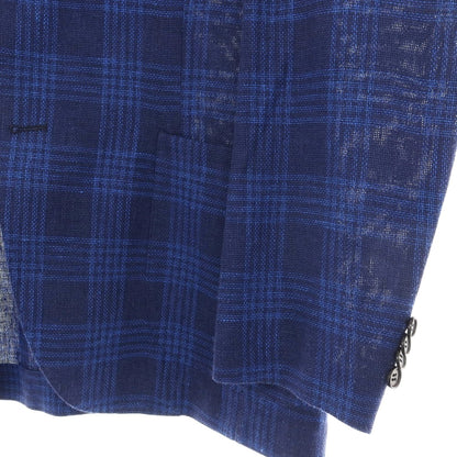 【中古】ゼロノーベゼロノーベ 0909 Fatto in Italia リネンコットン チェック 2B カジュアルジャケット ネイビーxブルー【サイズ46】【 状態ランクB 】【 メンズ 】