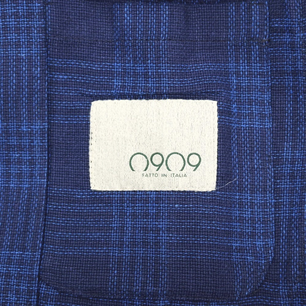 【中古】ゼロノーベゼロノーベ 0909 Fatto in Italia リネンコットン チェック 2B カジュアルジャケット ネイビーxブルー【サイズ46】【 状態ランクB 】【 メンズ 】[CPD]
