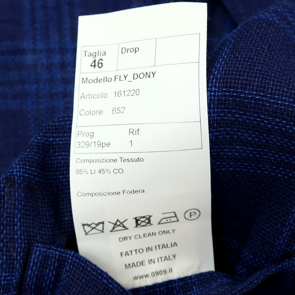 【中古】ゼロノーベゼロノーベ 0909 Fatto in Italia リネンコットン チェック 2B カジュアルジャケット ネイビーxブルー【サイズ46】【 状態ランクB 】【 メンズ 】