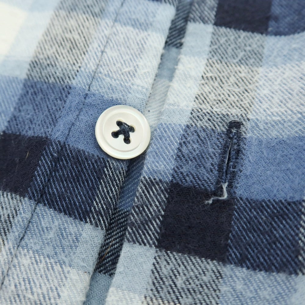 【中古】バーニーズニューヨーク BARNEYS NEWYORK コットン チェック ホリゾンタルカラー カジュアルシャツ ブルーxホワイト【サイズS】【 状態ランクB 】【 メンズ 】