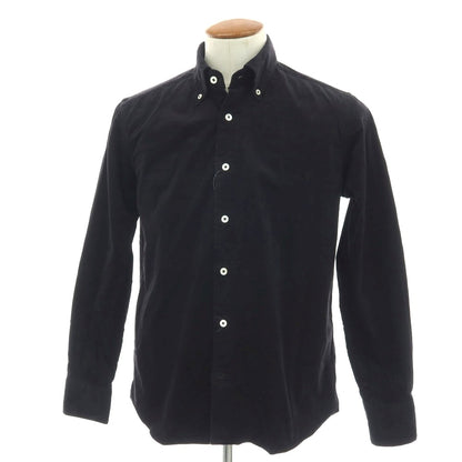 【中古】バーニーズニューヨーク BARNEYS NEWYORK ストレッチ コットン 細畝コーデュロイ ボタンダウン カジュアルシャツ ブラック【サイズM】【 状態ランクB 】【 メンズ 】