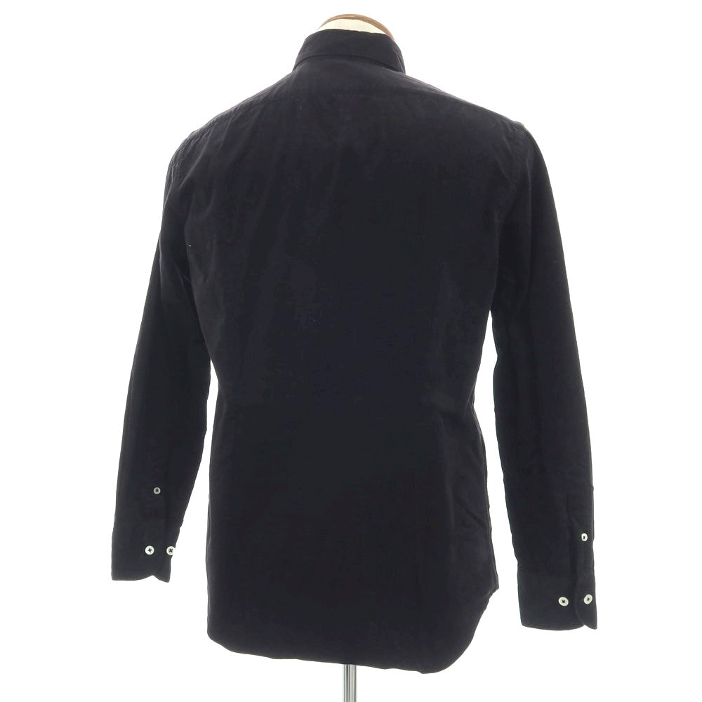 【中古】バーニーズニューヨーク BARNEYS NEWYORK ストレッチ コットン 細畝コーデュロイ ボタンダウン カジュアルシャツ ブラック【サイズM】【 状態ランクB 】【 メンズ 】
