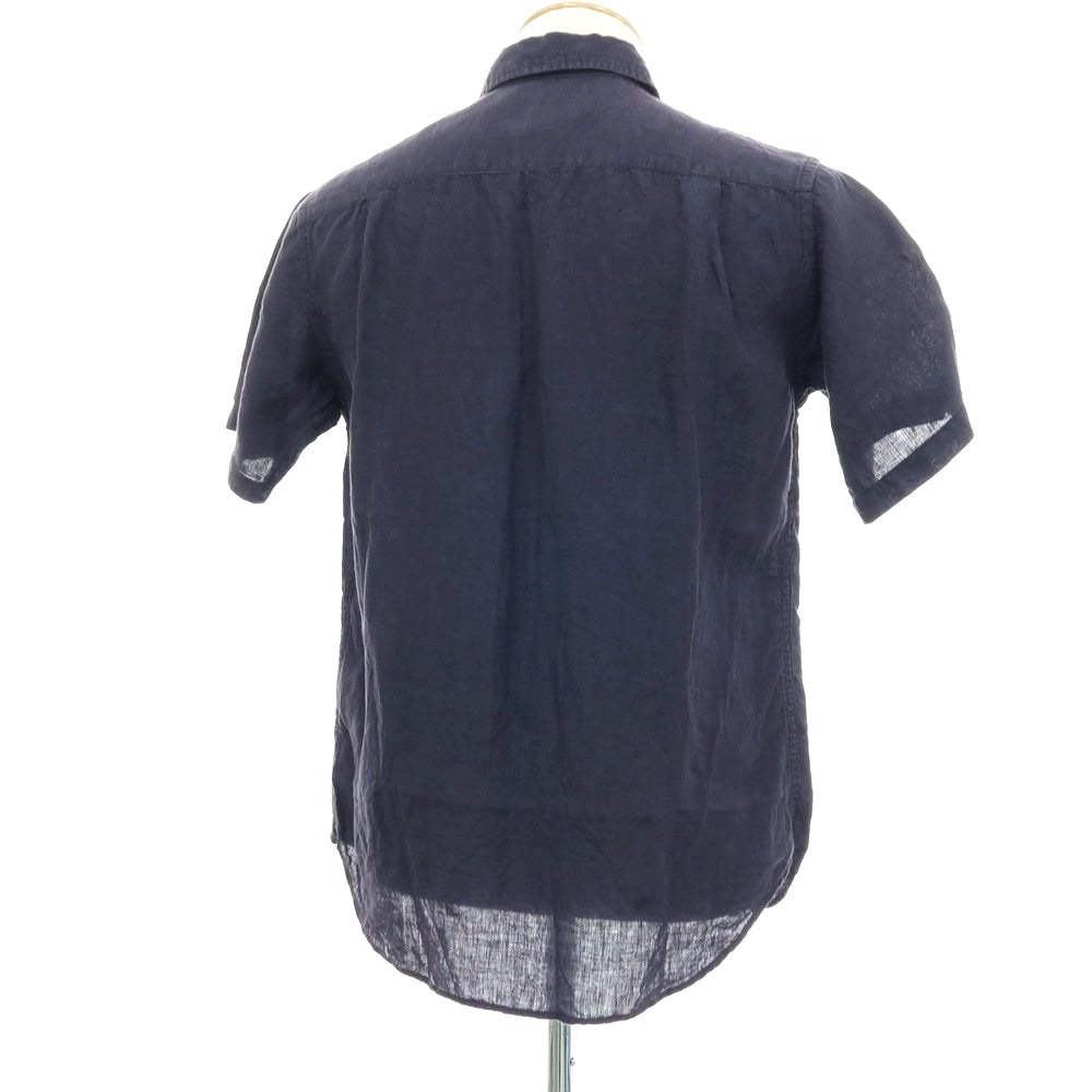 【中古】エスダブル S/DOUBLE リネン レギュラーカラー 半袖シャツ ネイビー【 サイズM 】【 状態ランクC 】【 メンズ 】 [APD]