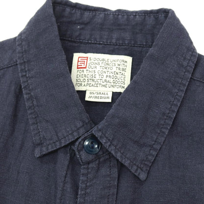 【中古】エスダブル S/DOUBLE リネン レギュラーカラー 半袖シャツ ネイビー【サイズM】【 状態ランクC 】【 メンズ 】