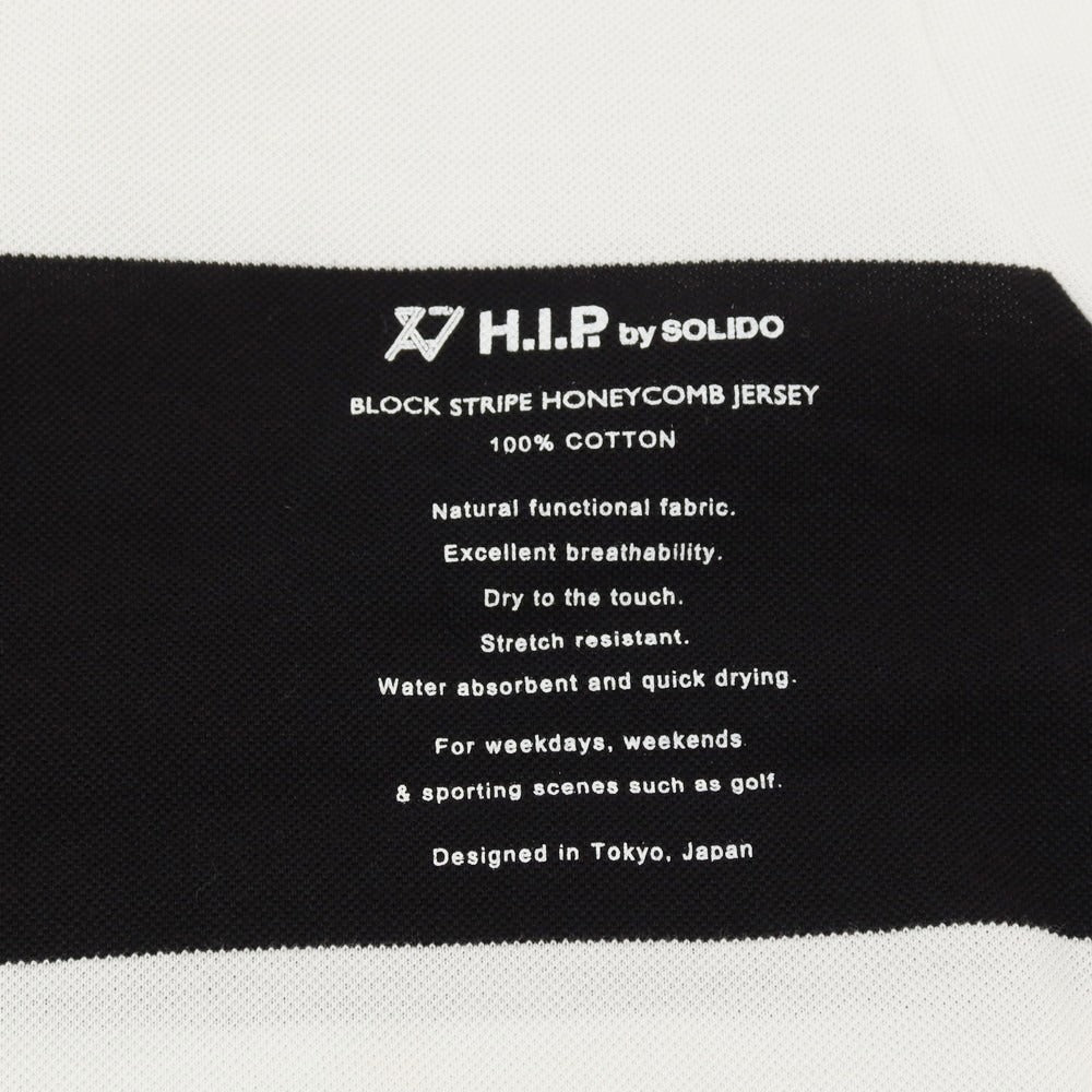 【中古】エイチアイピーバイ ソリード H.I.P. by SOLIDO 鹿の子 コットン 半袖ポロシャツ ホワイトxブラック【 2 】【 状態ランクB 】【 メンズ 】[APD]