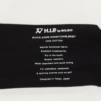 【中古】エイチアイピーバイ ソリード H.I.P. by SOLIDO 鹿の子 コットン 半袖ポロシャツ ホワイトxブラック【 2 】【 状態ランクB 】【 メンズ 】[APD]