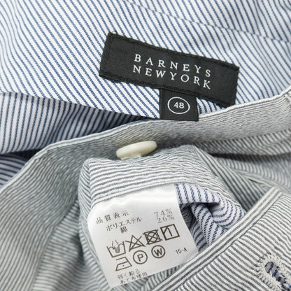【中古】バーニーズニューヨーク BARNEYS NEWYORK ポリエステルコットン サッカー ストライプ カジュアルスラックスパンツ グレーxホワイト【サイズ48】【 状態ランクB 】【 メンズ 】