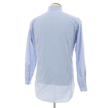 【中古】グローバルスタイル GLOBAL STYLE 銀座シャツ コットンポリエステル ストライプ ボタンダウン ドレスシャツ ブルーxホワイト【サイズ表記なし（M位）】【 状態ランクB 】【 メンズ 】