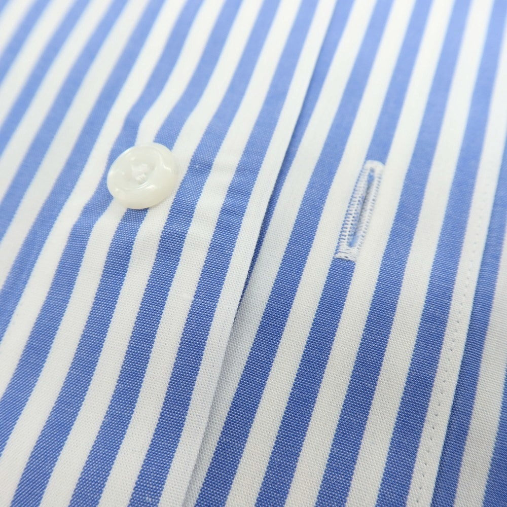 【中古】グローバルスタイル GLOBAL STYLE 銀座シャツ コットンポリエステル ストライプ ボタンダウン ドレスシャツ ブルーxホワイト【サイズ表記なし（M位）】【 状態ランクB 】【 メンズ 】