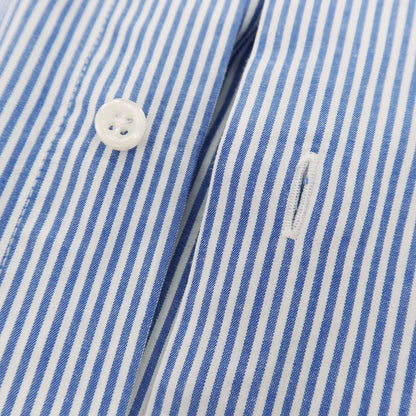 【中古】グローバルスタイル GLOBAL STYLE コットン系 ストライプ ワイドカラー ドレスシャツ ブルーxホワイト【サイズ表記なし（S位）】【 状態ランクB 】【 メンズ 】