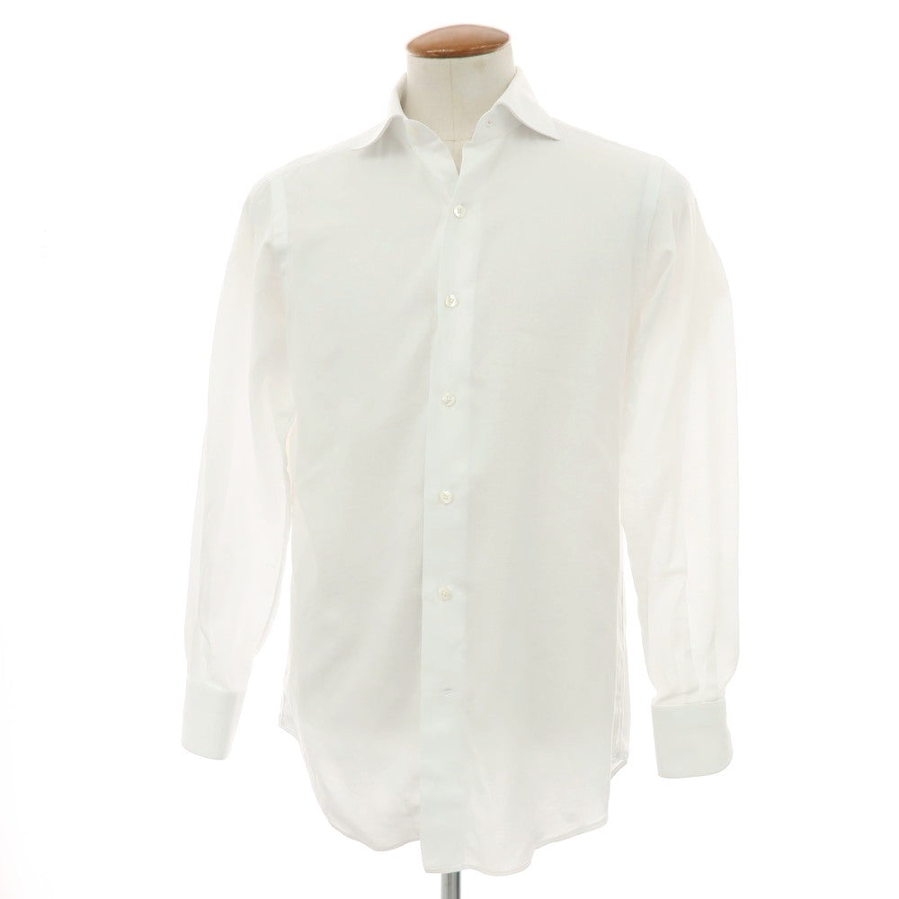 【中古】トゥモローランド TOMORROWLAND PILGRIM コットン ワイドカラー ドレスシャツ ホワイト【サイズ40】【 状態ランクB 】【 メンズ 】