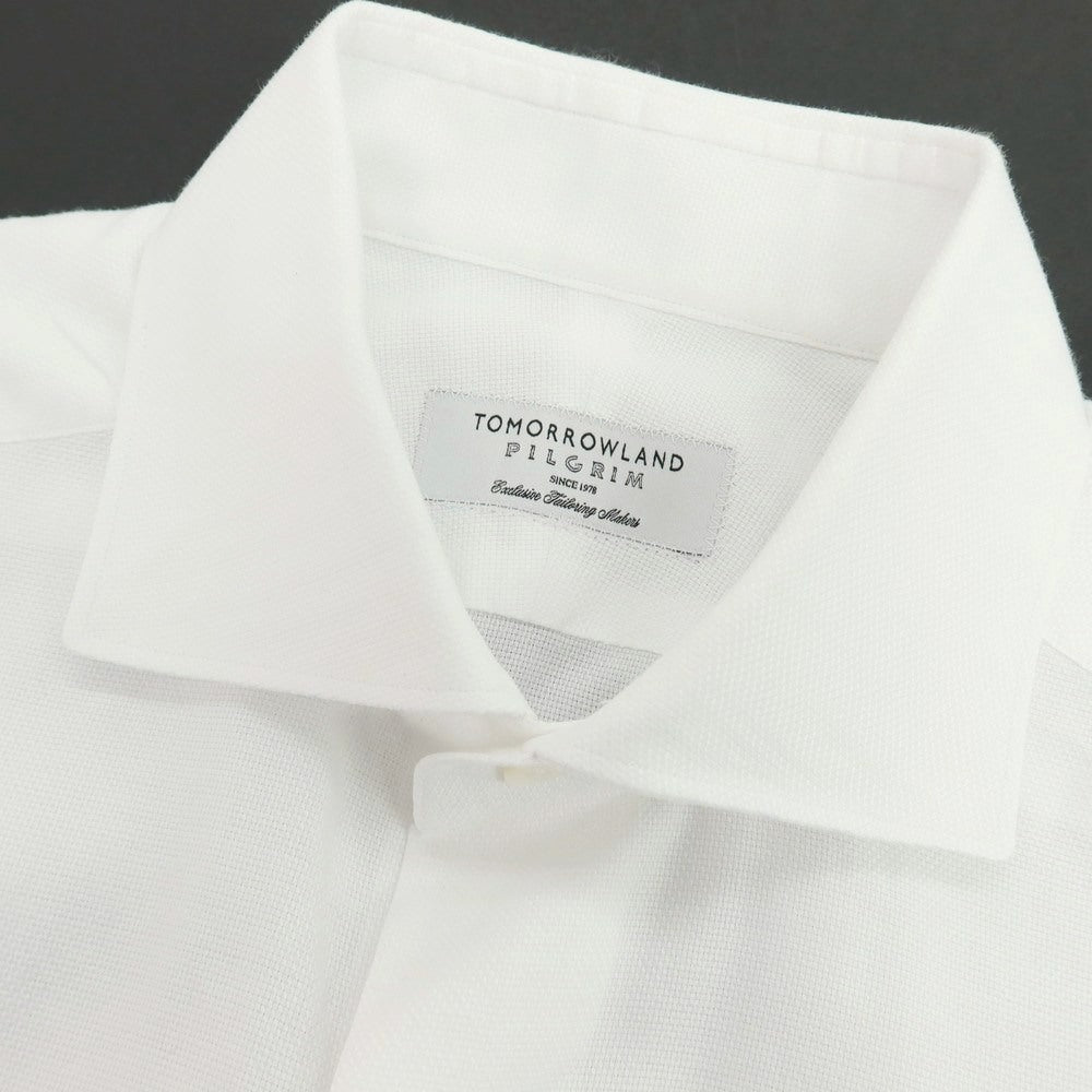 【中古】トゥモローランド TOMORROWLAND PILGRIM コットン ワイドカラー ドレスシャツ ホワイト【サイズ40】【 状態ランクB 】【 メンズ 】