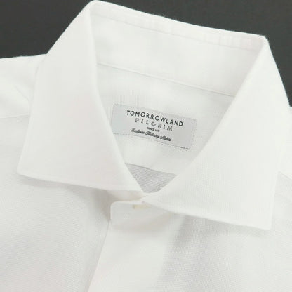 【中古】トゥモローランド TOMORROWLAND PILGRIM コットン ワイドカラー ドレスシャツ ホワイト【サイズ40】【 状態ランクB 】【 メンズ 】