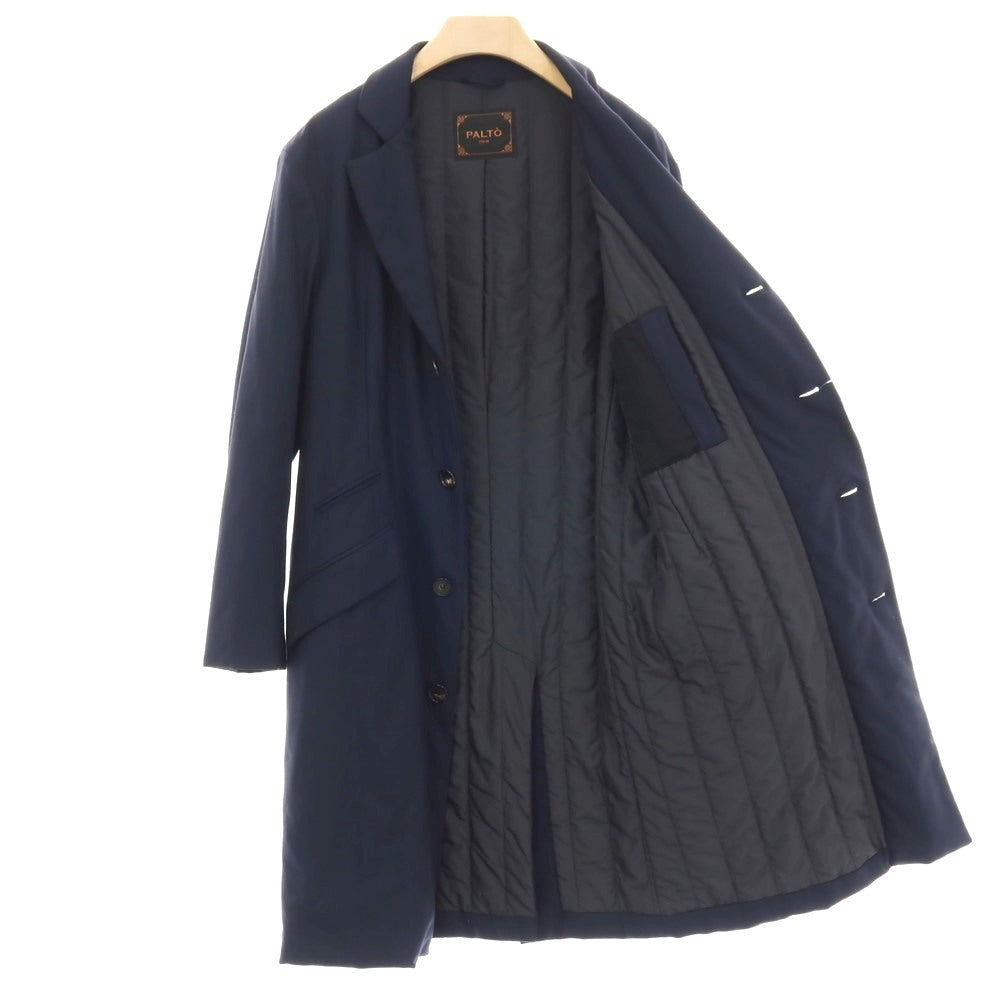 【中古】パルト PALTO ポリエステルウールポリウレタン 中綿入り チェスターフィールドコート ネイビー【 サイズ50 】【 状態ランクB 】【 メンズ 】