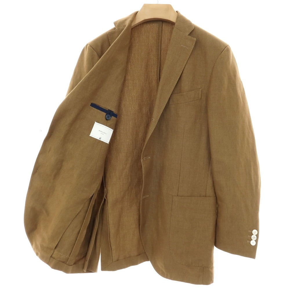 【中古】ボリオリ BOGLIOLI DOVER コットンリネン 3B テーラードジャケット ライトブラウン【サイズ50】【 状態ランクC 】【 メンズ 】