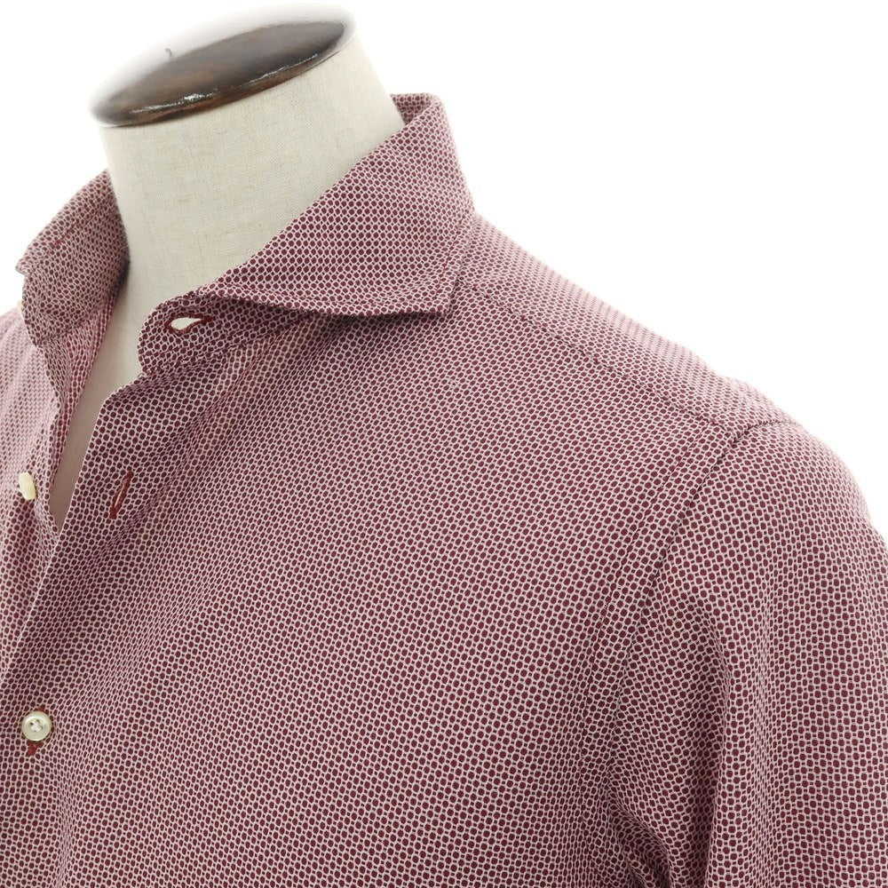 【中古】ギローバー GUY ROVER コットン ホリゾンタルカラー カジュアルシャツ ボルドーxホワイト【サイズ41】【 状態ランクB 】【 メンズ 】