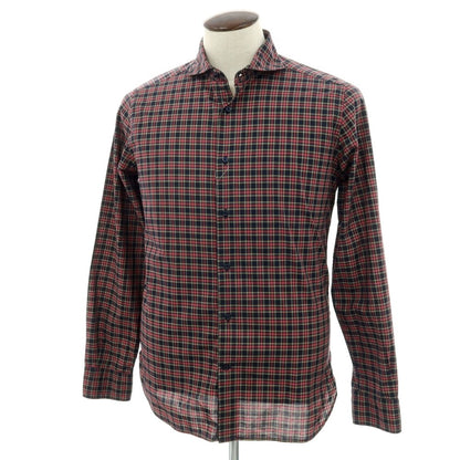 【中古】ギローバー GUY ROVER コットン チェック ホリゾンタルカラー カジュアルシャツ ネイビーxレッド【サイズ41】【 状態ランクB 】【 メンズ 】