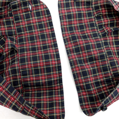 【中古】ギローバー GUY ROVER コットン チェック ホリゾンタルカラー カジュアルシャツ ネイビーxレッド【サイズ41】【 状態ランクB 】【 メンズ 】