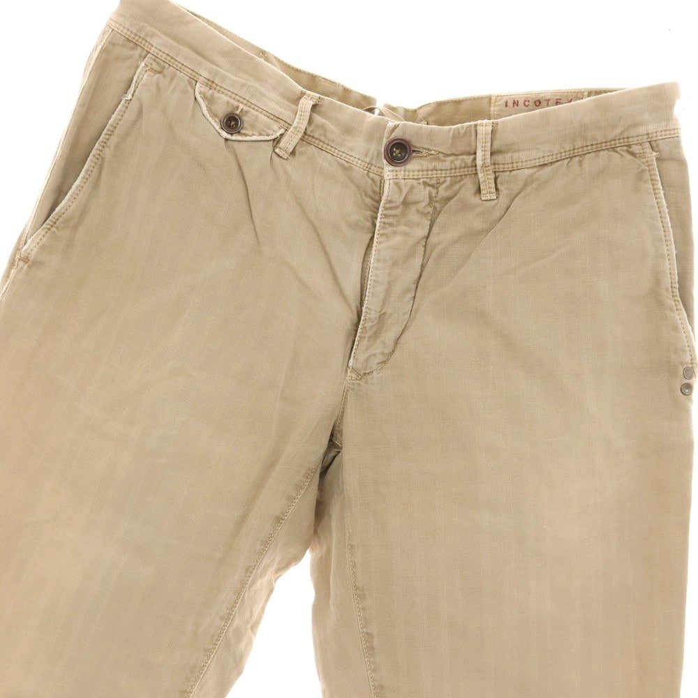 【中古】インコテックスレッド INCOTEX RED コットンリネン ワークパンツ ベージュ【サイズ34】【 状態ランクC 】【 メンズ 】