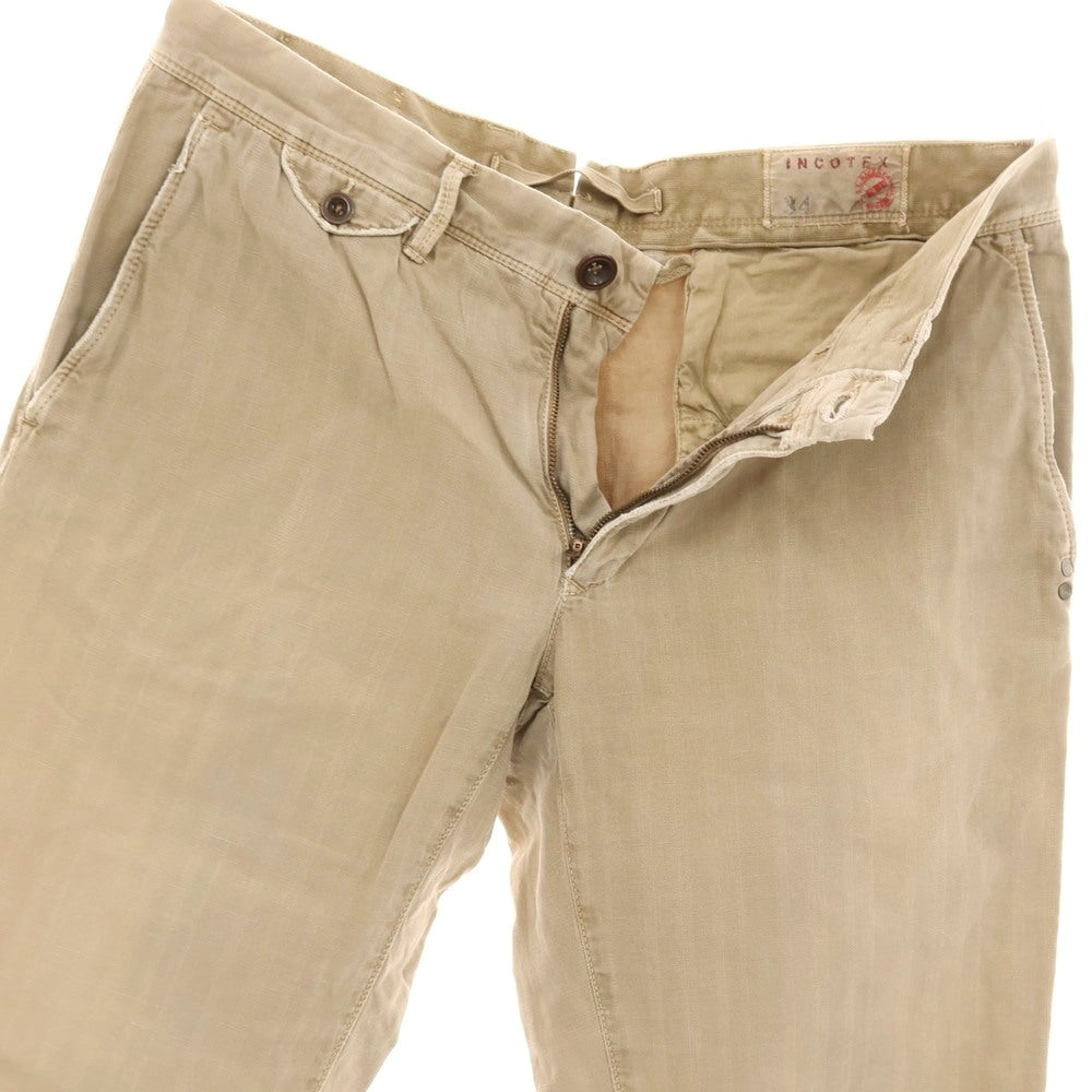 【中古】インコテックスレッド INCOTEX RED コットンリネン ワークパンツ ベージュ【サイズ34】【 状態ランクC 】【 メンズ 】