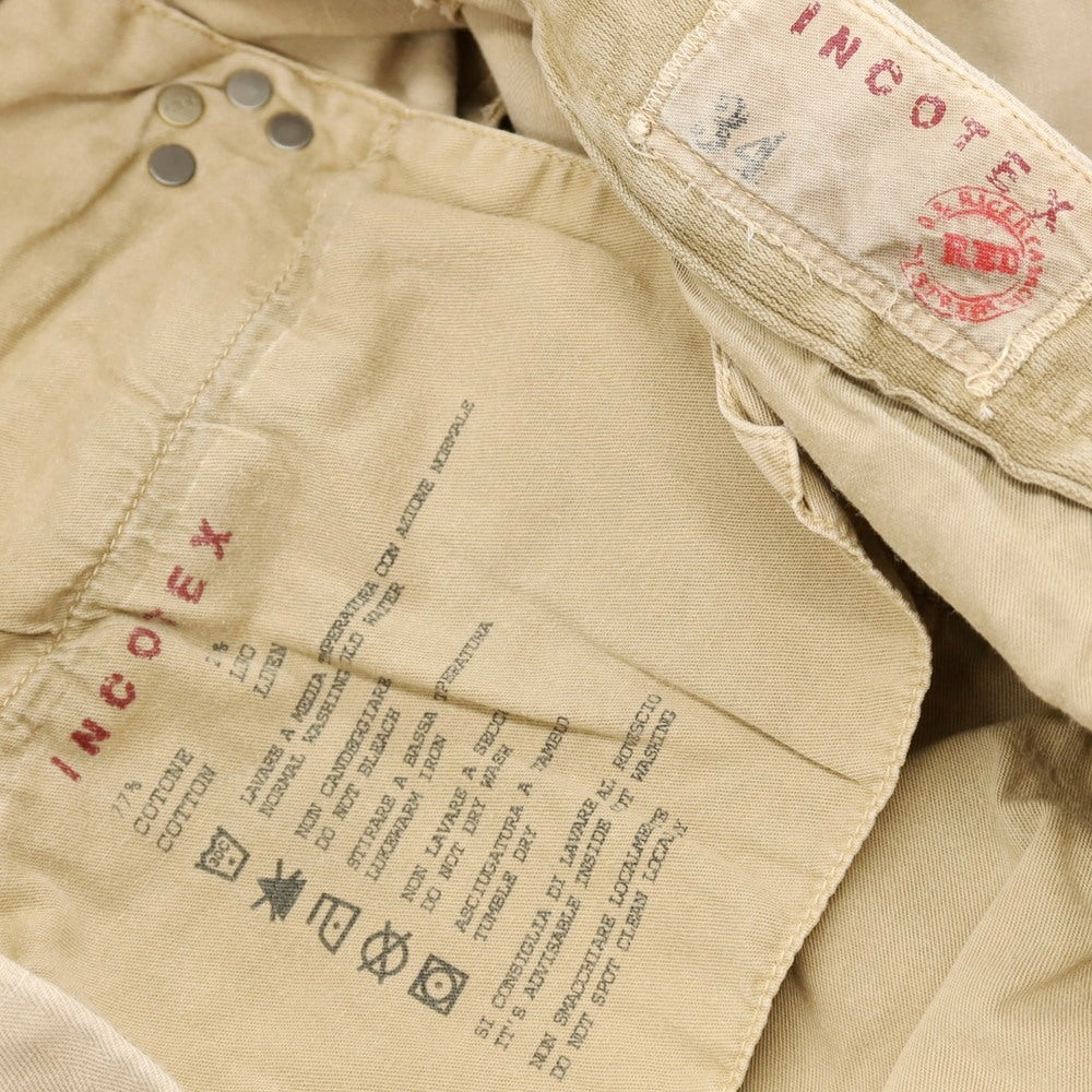 【中古】インコテックスレッド INCOTEX RED コットンリネン ワークパンツ ベージュ【サイズ34】【 状態ランクC 】【 メンズ 】