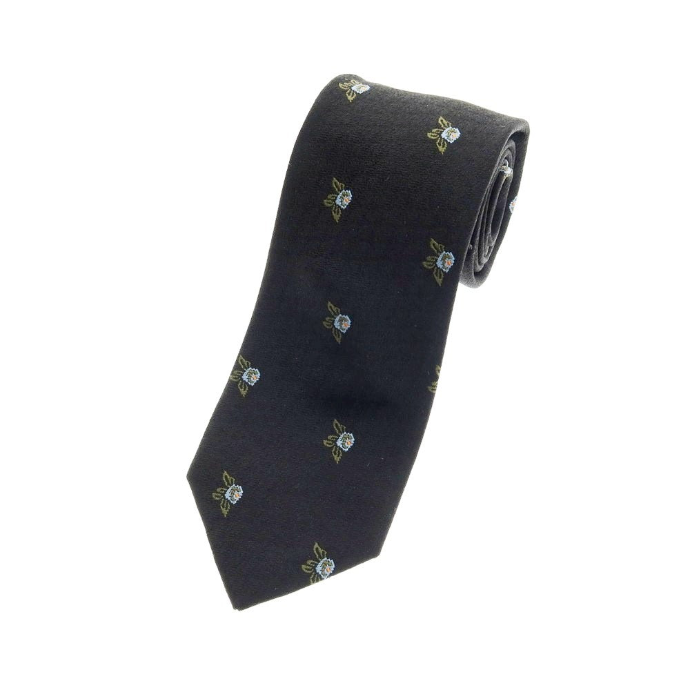 【中古】ダンヒル Dunhill シルク 花小紋柄ネクタイ ブラックxライトブルー【 状態ランクA 】【 メンズ 】