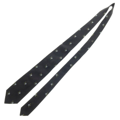 【中古】ダンヒル Dunhill シルク 花小紋柄ネクタイ ブラックxライトブルー【 状態ランクA 】【 メンズ 】