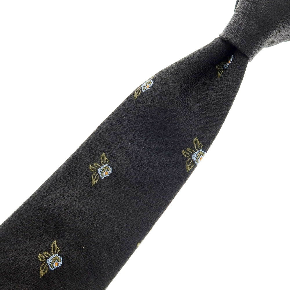 【中古】ダンヒル Dunhill シルク 花小紋柄ネクタイ ブラックxライトブルー【 状態ランクA 】【 メンズ 】