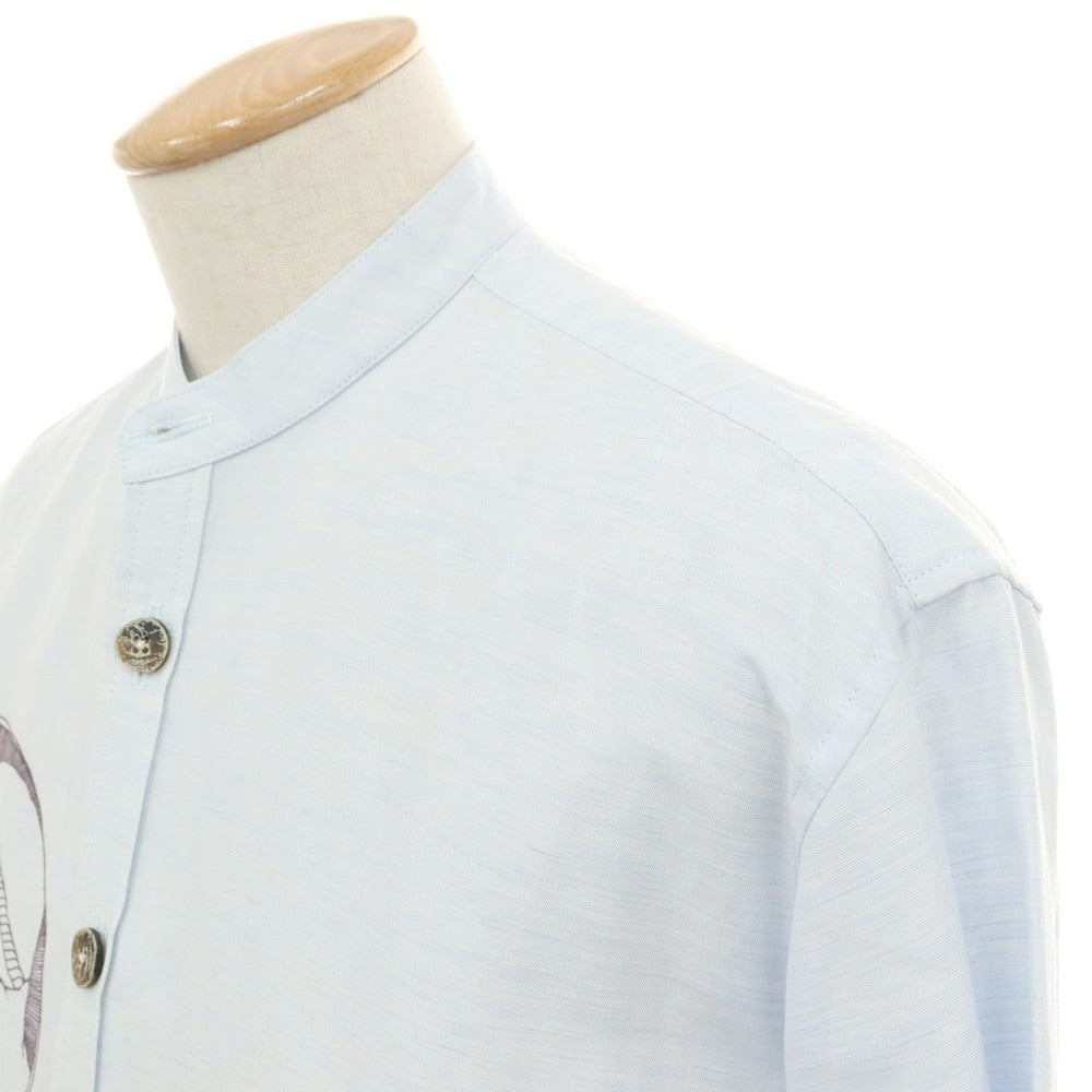 【中古】ラブラム ロンドン LABRUM LONDON コットン バンドカラー カジュアルシャツ ライトブルー【サイズ表記なし（S位）】【 状態ランクA 】【 メンズ 】