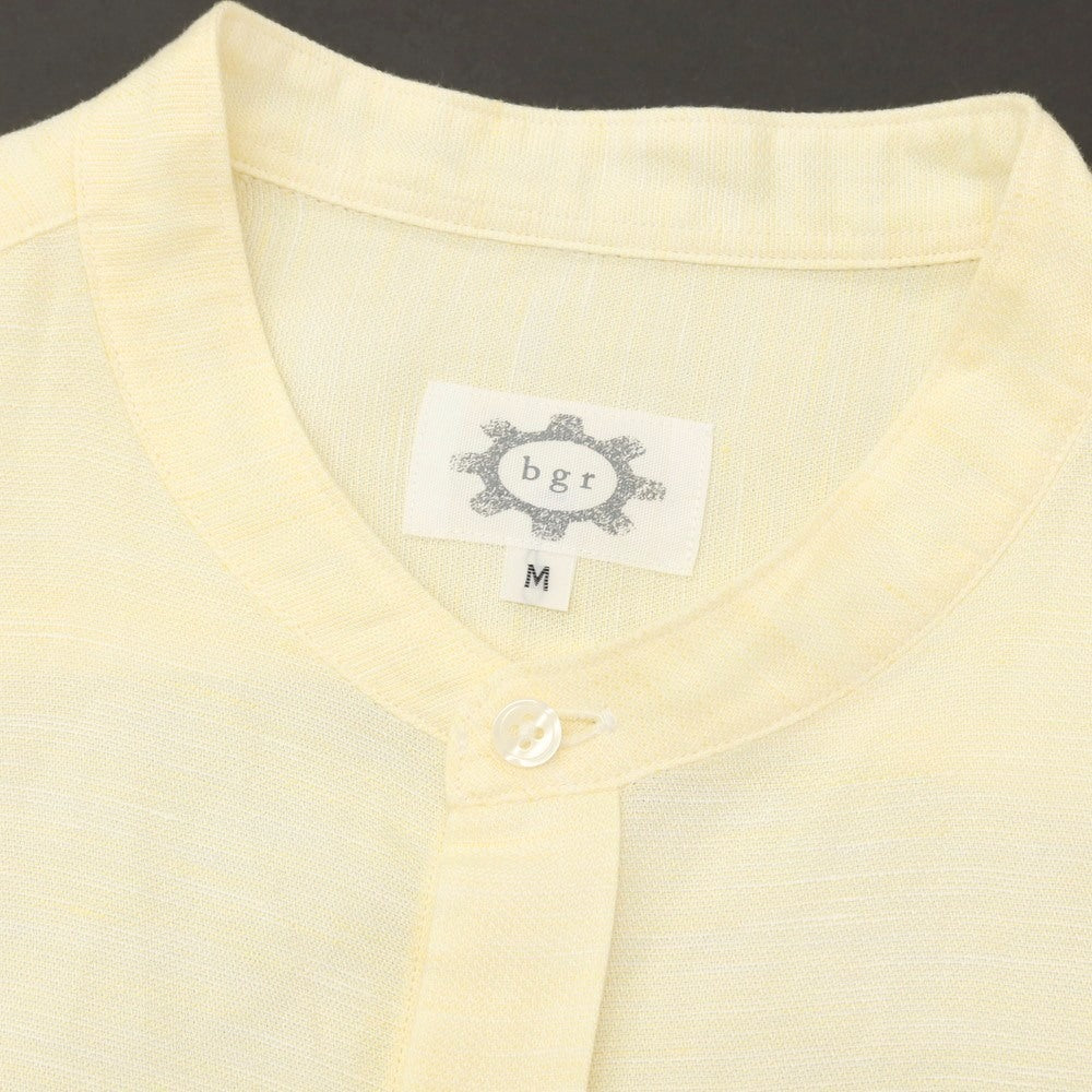 【中古】ビージーアール bgr リネンリヨセル バンドカラー カジュアルシャツ イエロー【サイズM】【 状態ランクB 】【 メンズ 】