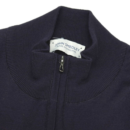 【中古】ジョンスメドレー JOHN SMEDLEY ウール スタンドカラー ダブルジップ カーディガン ネイビー【サイズM】【 状態ランクB 】【 メンズ 】