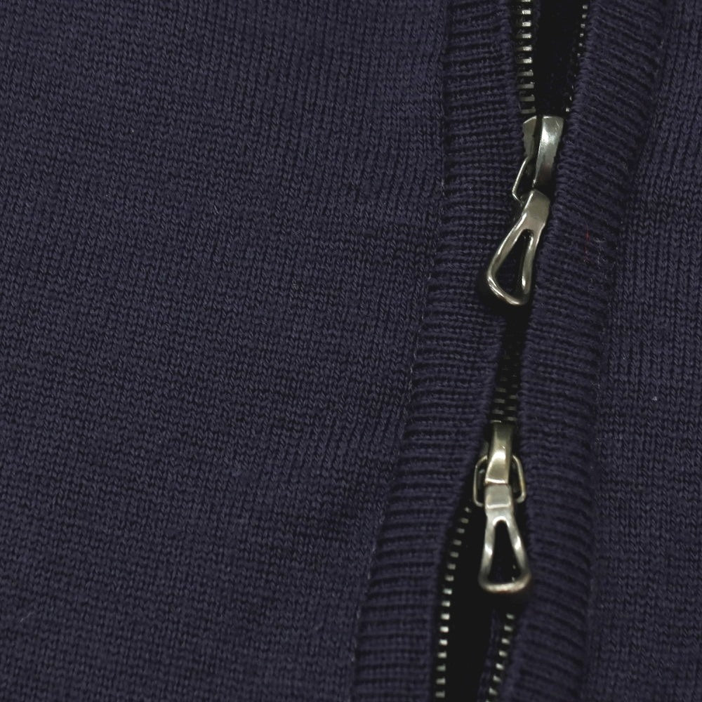 【中古】ジョンスメドレー JOHN SMEDLEY ウール スタンドカラー ダブルジップ カーディガン ネイビー【サイズM】【 状態ランクB 】【 メンズ 】