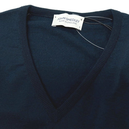 【中古】ジョンスメドレー JOHN SMEDLEY ハイゲージ ウール Vネック プルオーバーニット グリーンネイビー系【サイズS】【 状態ランクA 】【 メンズ 】