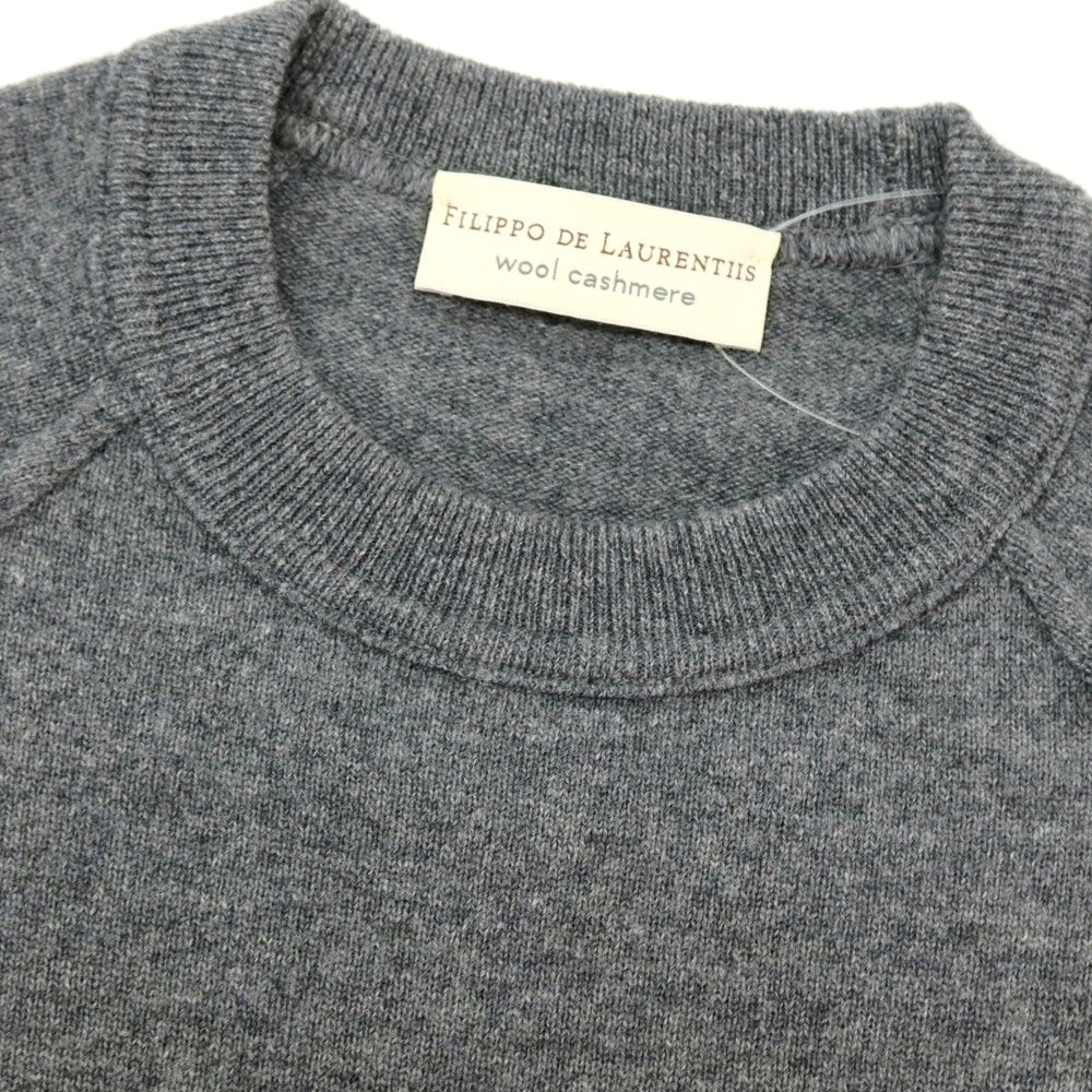 【中古】フィリッポ デ ローレンティス FILIPPO DE LAURENTIIS ウールカシミヤ クルーネック プルオーバーニット グレー【サイズ48】【 状態ランクB 】【 メンズ 】