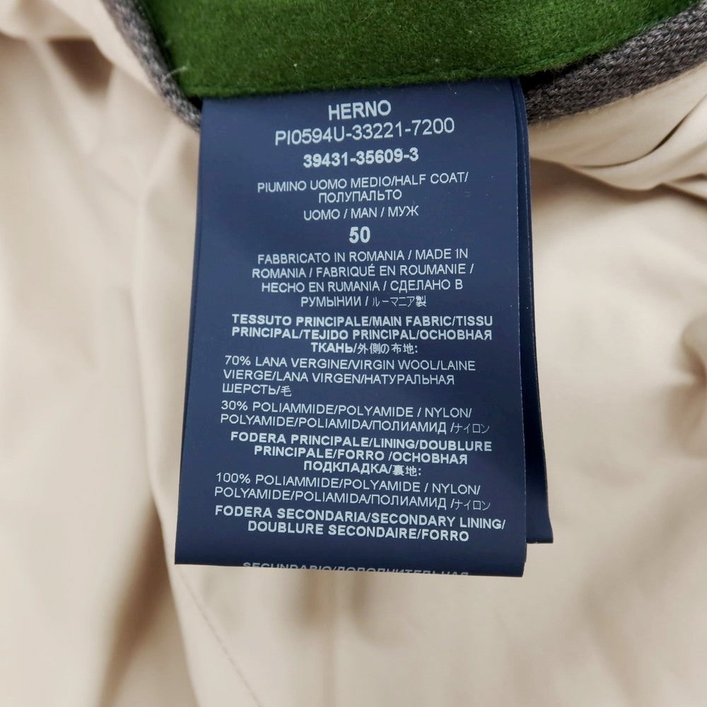【中古】ヘルノ Herno POLAR-TECH ウールナイロン フーデッド ダウンジャケット グリーン【サイズ50】【 状態ランクB 】【 メンズ 】