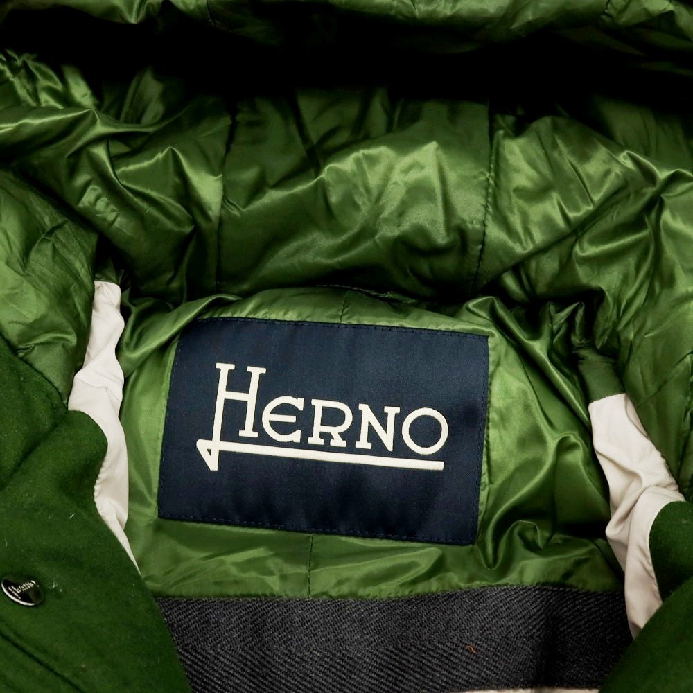 【中古】ヘルノ Herno POLAR-TECH ウールナイロン フーデッド ダウンジャケット グリーン【サイズ50】【 状態ランクB 】【 メンズ 】