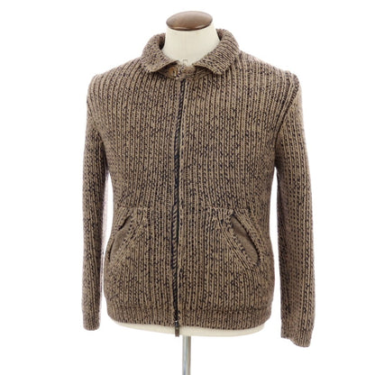 【中古】ダニエレ フィエゾーリ DANIELE FIESOLI ウールナイロン ダブルジップ ニットブルゾン アッシュブラウン系xネイビー【サイズL】【 状態ランクC 】【 メンズ 】