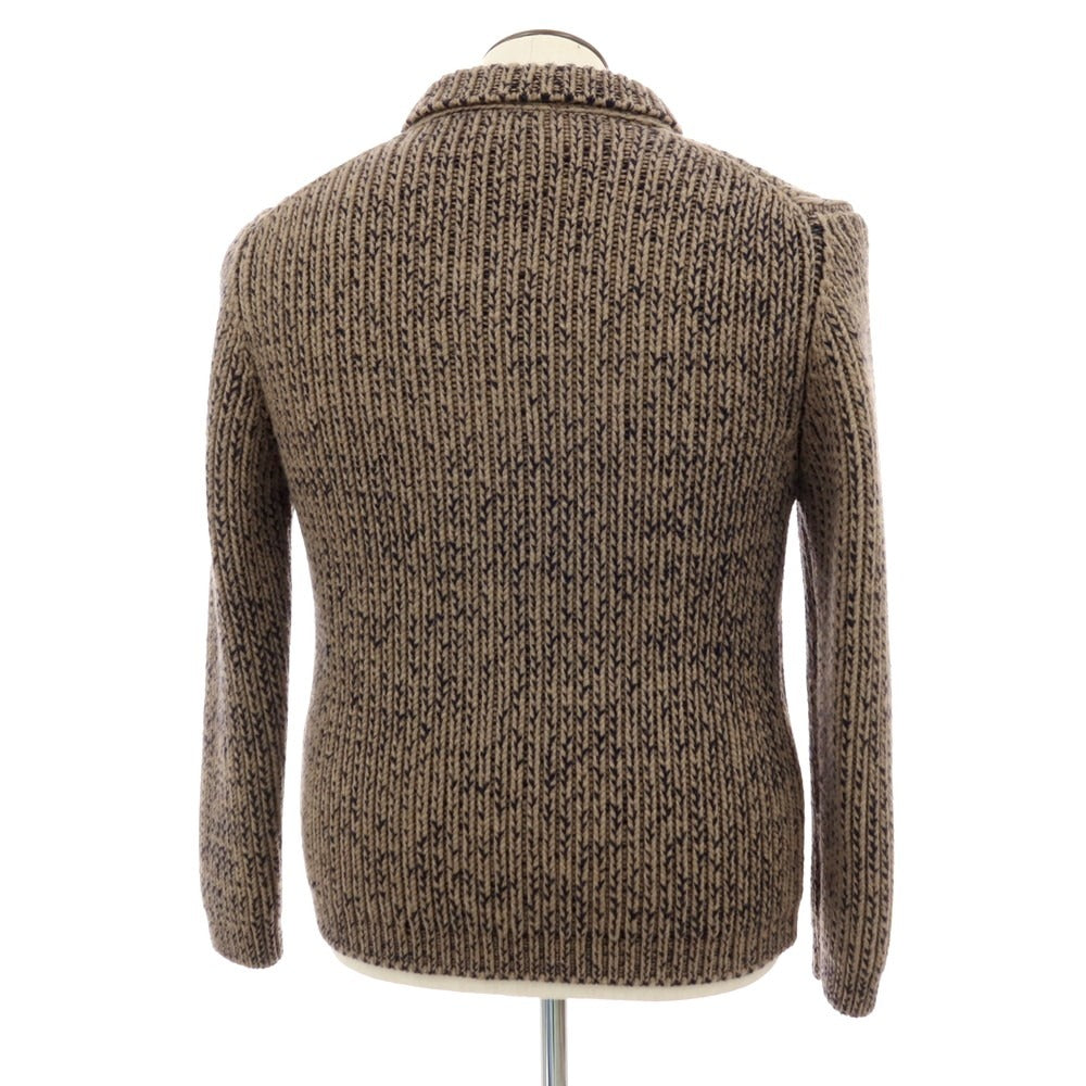 【中古】ダニエレ フィエゾーリ DANIELE FIESOLI ウールナイロン ダブルジップ ニットブルゾン アッシュブラウン系xネイビー【 サイズL 】【 状態ランクC 】【 メンズ 】 [APD]