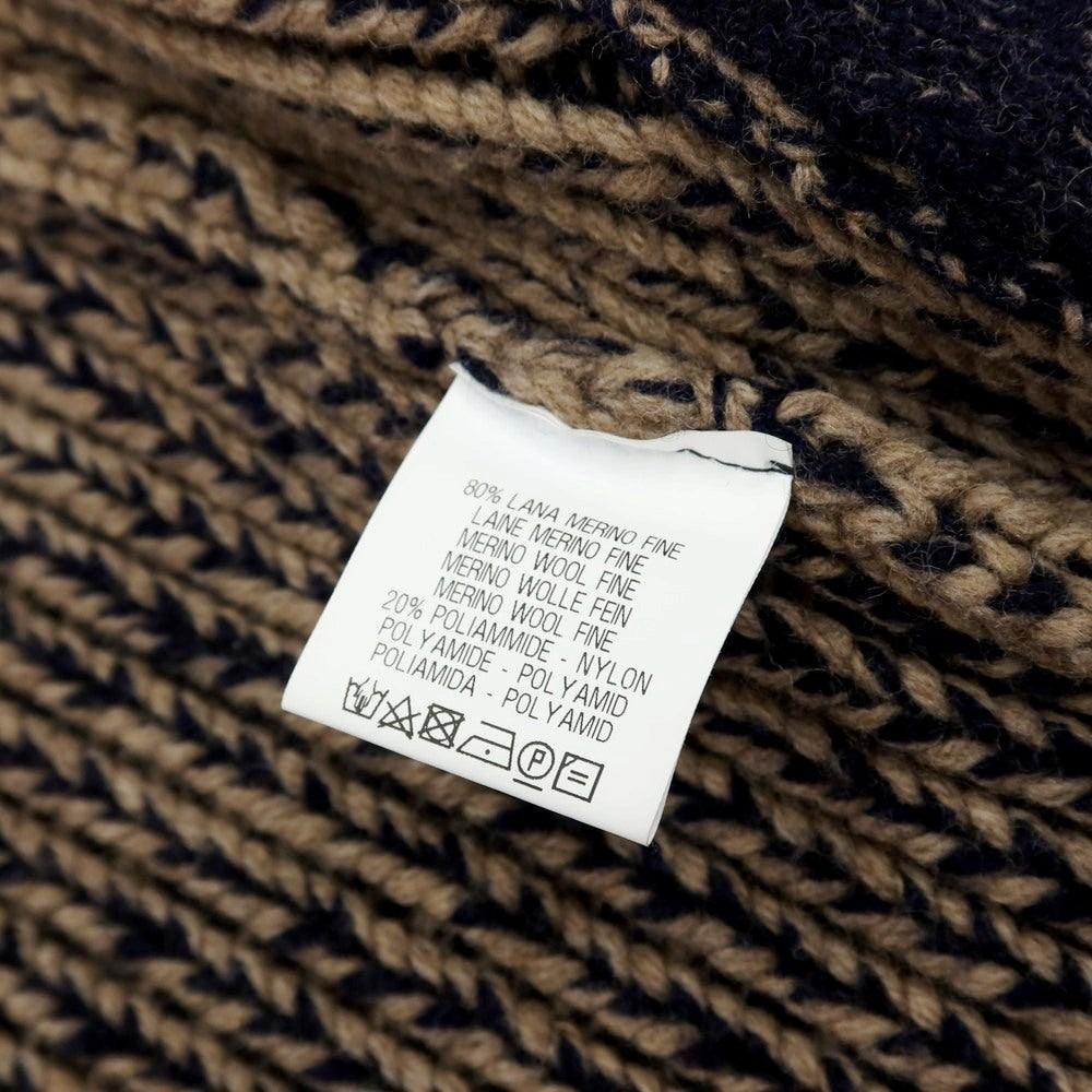 【中古】ダニエレ フィエゾーリ DANIELE FIESOLI ウールナイロン ダブルジップ ニットブルゾン アッシュブラウン系xネイビー【 サイズL 】【 状態ランクC 】【 メンズ 】 [APD]
