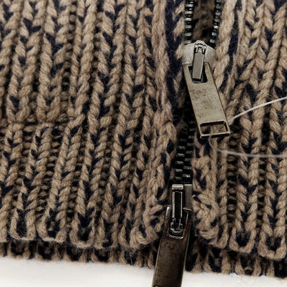 【中古】ダニエレ フィエゾーリ DANIELE FIESOLI ウールナイロン ダブルジップ ニットブルゾン アッシュブラウン系xネイビー【サイズL】【 状態ランクC 】【 メンズ 】