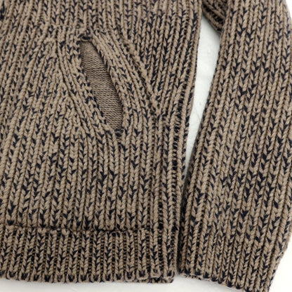 【中古】ダニエレ フィエゾーリ DANIELE FIESOLI ウールナイロン ダブルジップ ニットブルゾン アッシュブラウン系xネイビー【サイズL】【 状態ランクC 】【 メンズ 】