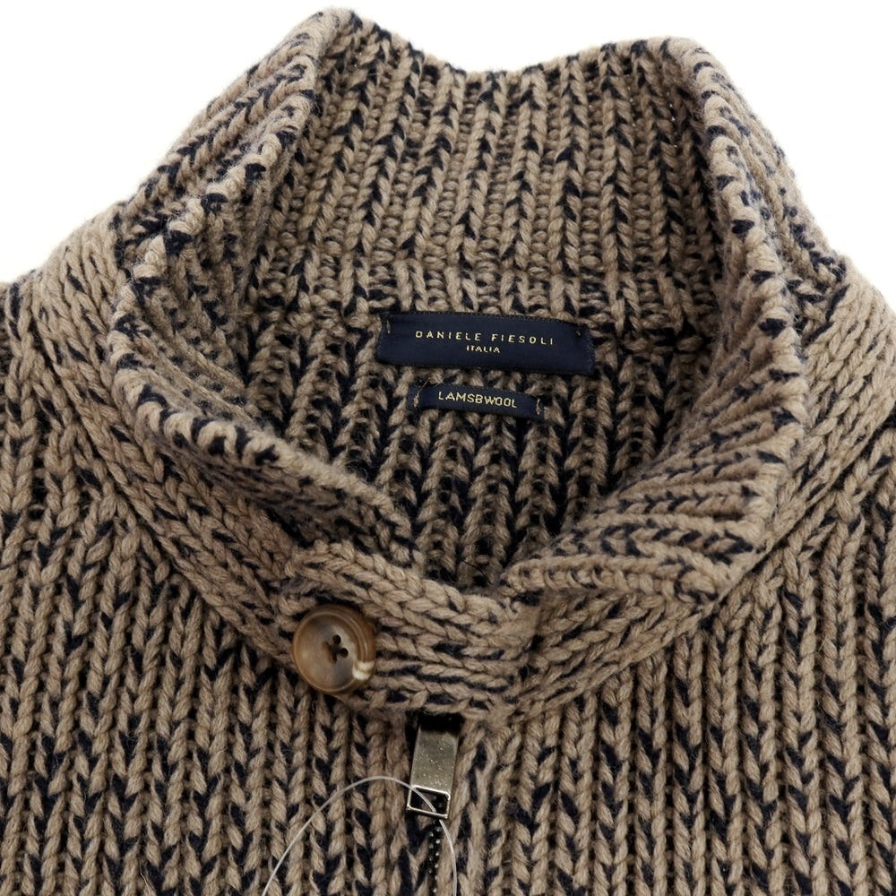 【中古】ダニエレ フィエゾーリ DANIELE FIESOLI ウールナイロン ダブルジップ ニットブルゾン アッシュブラウン系xネイビー【 サイズL 】【 状態ランクC 】【 メンズ 】 [APD]