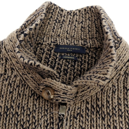 【中古】ダニエレ フィエゾーリ DANIELE FIESOLI ウールナイロン ダブルジップ ニットブルゾン アッシュブラウン系xネイビー【サイズL】【 状態ランクC 】【 メンズ 】