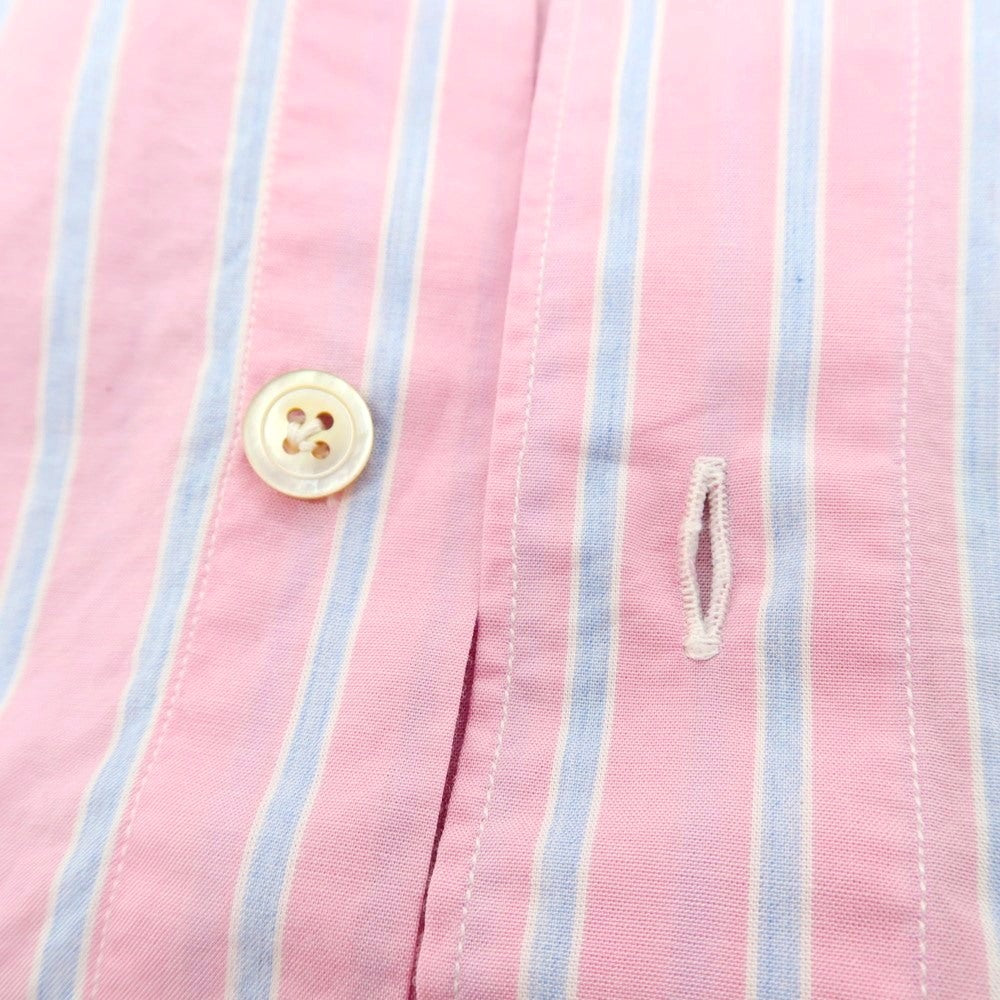 【中古】フィナモレ Finamore コットン ストライプ セミワイドカラー カジュアルシャツ ピンクxブルー【サイズ41】【 状態ランクB 】【 メンズ 】