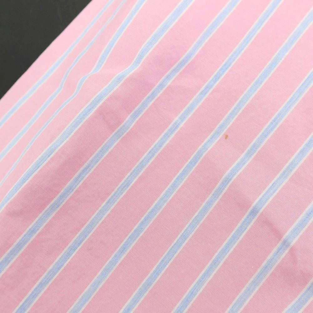 【中古】フィナモレ Finamore コットン ストライプ セミワイドカラー カジュアルシャツ ピンクxブルー【サイズ41】【 状態ランクB 】【 メンズ 】[CPD]