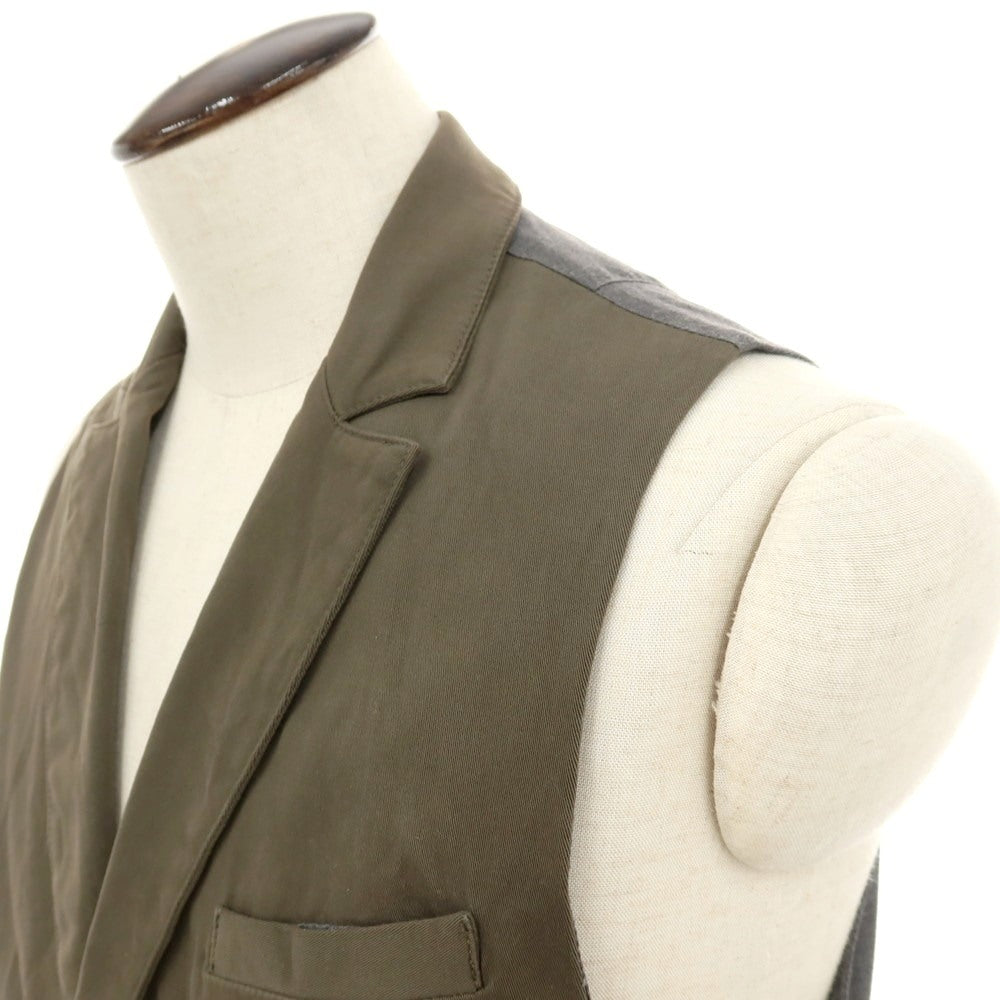 【中古】イレブンティ eleventy コットンポリウレタン カジュアル系ジレ ベスト オリーブカーキ系xグレー【サイズL】【 状態ランクC 】【 メンズ 】