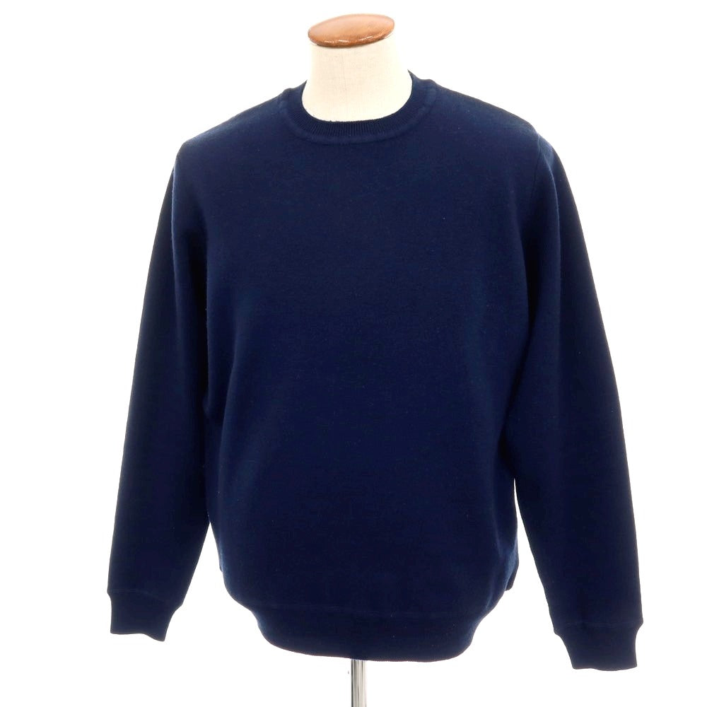 【中古】バーニーズニューヨーク BARNEYS NEWYORK ウールアクリルコットン クルーネック プルオーバーニット ネイビー【サイズL】【 状態ランクC 】【 メンズ 】